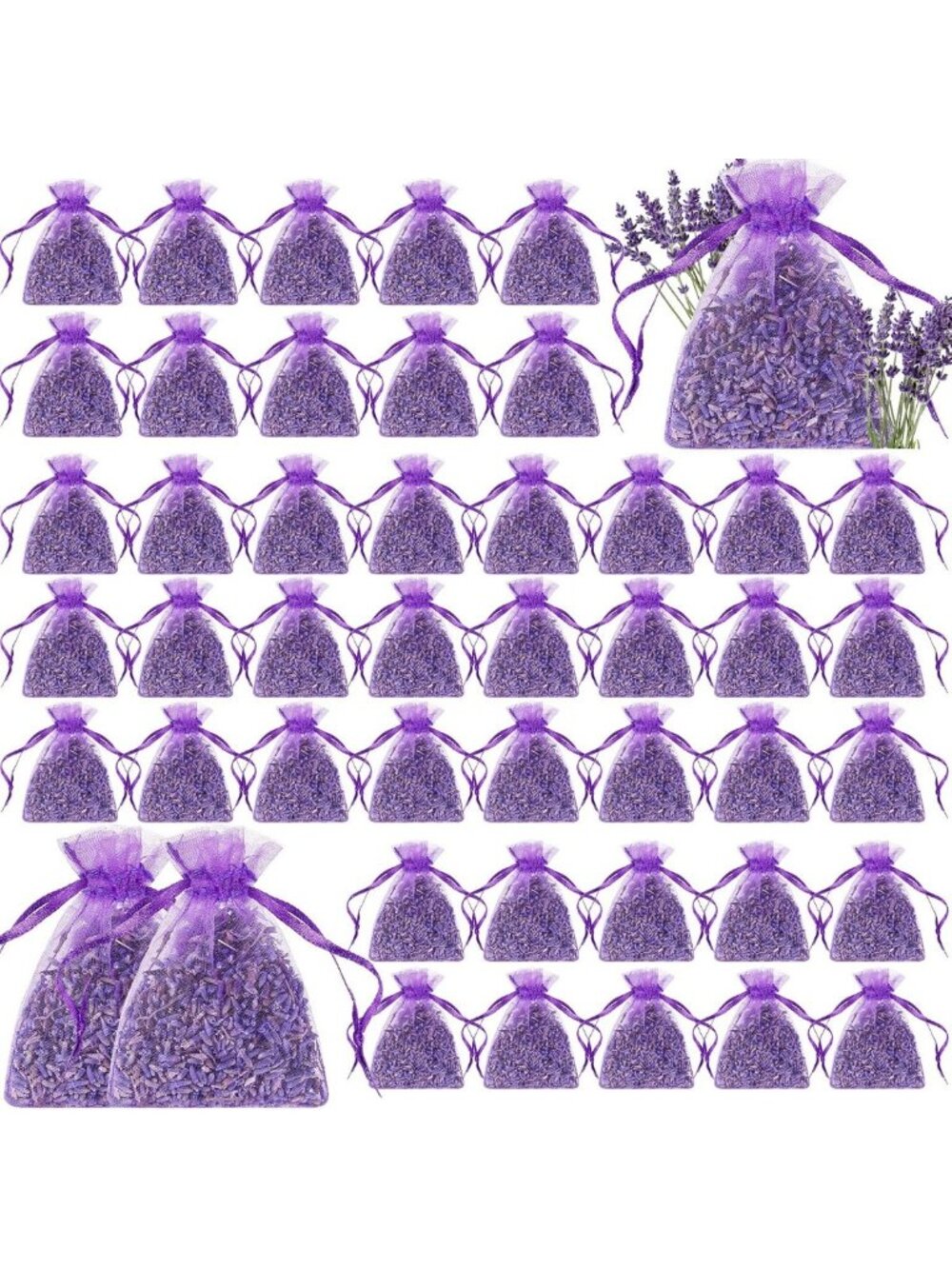 120 Lavender Sachets Bulk - Aromatic Drawer & Closet Fresheners, Wedding Favors